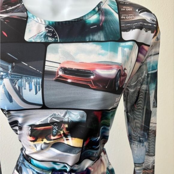 Fashion Nova 2 Piece Pant Set Large Racing Y2K Streetwear Festival Avant-Garde - Picture 12 of 12